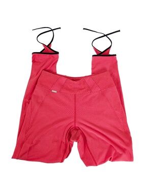 Lole Coral Red Leggings Size XS Ankle Wrap Ties Activewear